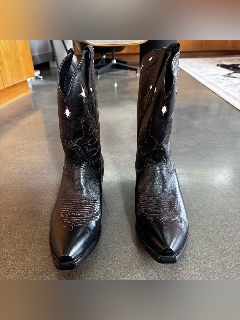 Nib men’s Stallion boots in Montana goat leather with black with stars - Picture 2 of 8